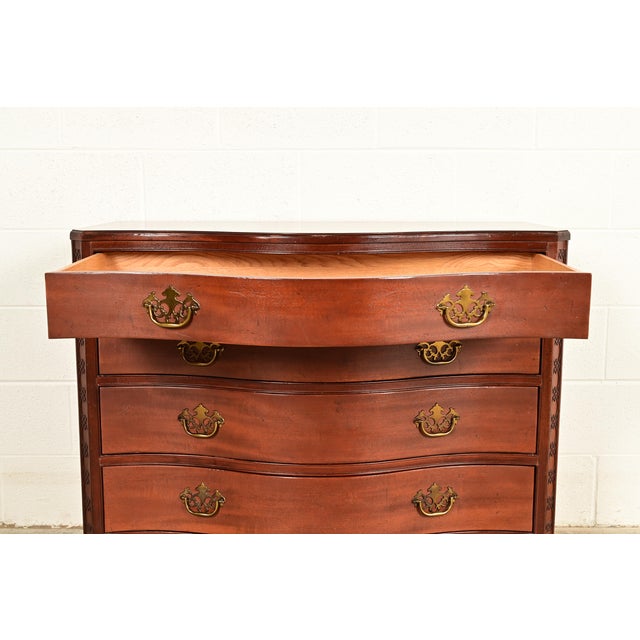 Brown Baker Furniture Historic Charleston Chippendale Carved Mahogany Serpentine Front Dresser Chest For Sale - Image 8 of 15