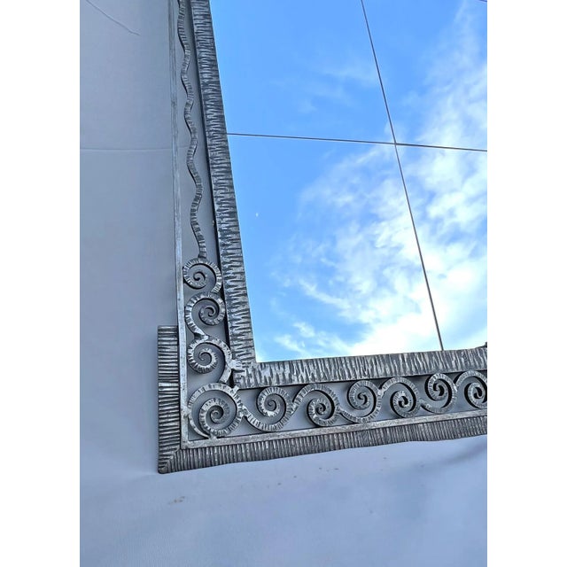 1930s Large Art Deco Mirror in Wrought Iron For Sale - Image 5 of 10