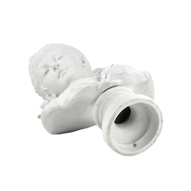 Biscuit Porcelain Bust of Young Girl from Charles Levy & Co, France, 1876 For Sale - Image 4 of 10