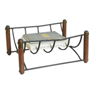 Late 20th Iron and Wood Century Magazine Rack