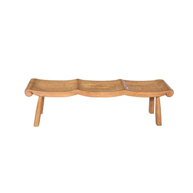Wood Sculptural Teak Wood Bench, Modern Organic, Stunning Wood Textures For Sale - Image 7 of 12