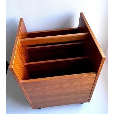Teak Magazine / Album Rolling Storage Bin by Rolf Hesland for Brucksbo, 1960's For Sale - Image 13 of 18