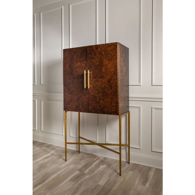 Whiskey Burlwood Bar Cabinet For Sale - Image 9 of 10