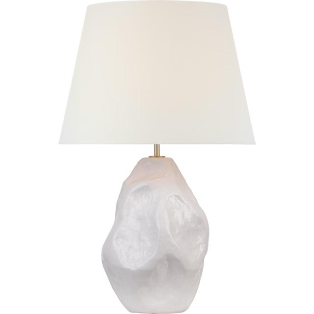 Transitional AERIN by Visual Comfort Signature Rocco 27" Table Lamp in White with Linen Shade For Sale - Image 3 of 3