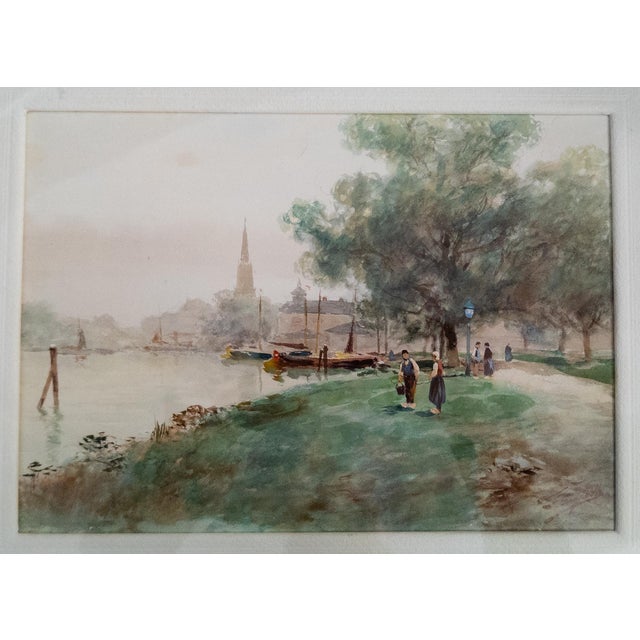 American Early 20th Century American Watercolor of European Scene by Frank F. English For Sale - Image 3 of 15