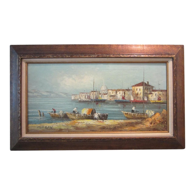 1950s Morgan Seascape Coast of Italy Impressionist Signed Painting, Framed For Sale