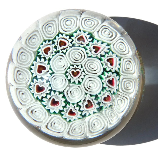Beautiful and rare, vintage Murano hand blown millefiori flowers mosaic with heart centers and bullseye murrines Italian...