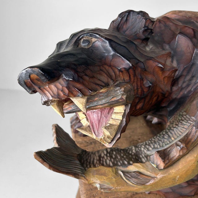 Japanese Hand-Carved Wooden Bear, 1950s For Sale - Image 14 of 18