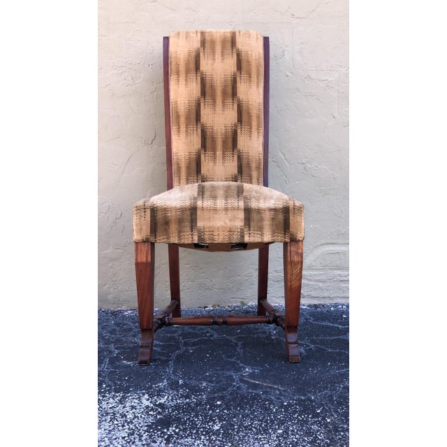 20th Century Set of Six Deco Dark Walnut Refinished Tall Back Dining Chairs For Sale - Image 16 of 18