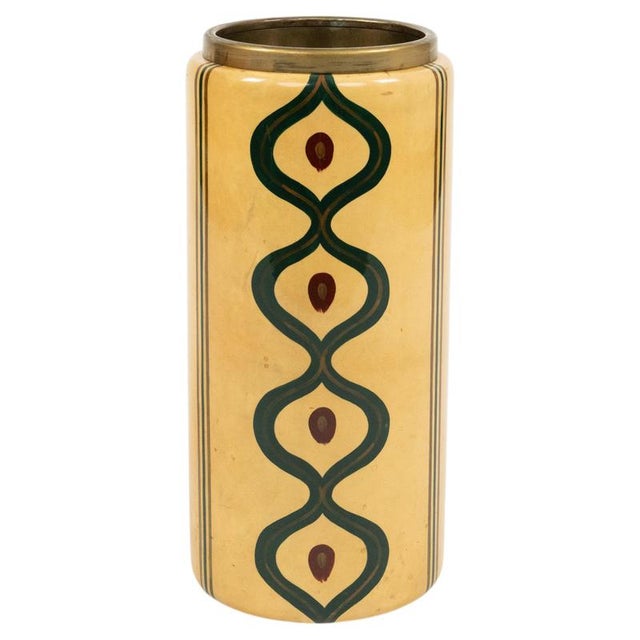 Mid-Century Goatskin and Brass Umbrella Stand by Aldo Tura, Italy, 1960s For Sale - Image 12 of 12