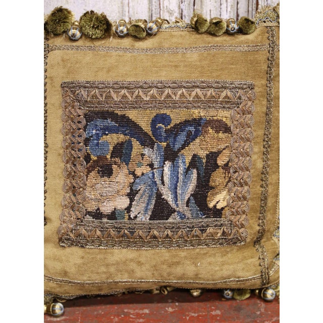 Pair of Pillows With Trim Made With 18th Century Aubusson Tapestry Fragments For Sale - Image 4 of 8