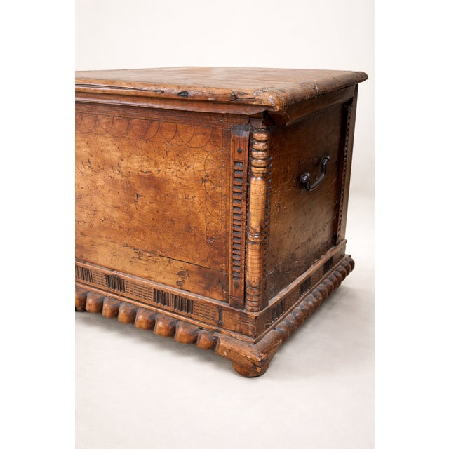 Carved Wooden Chest For Sale - Image 3 of 4
