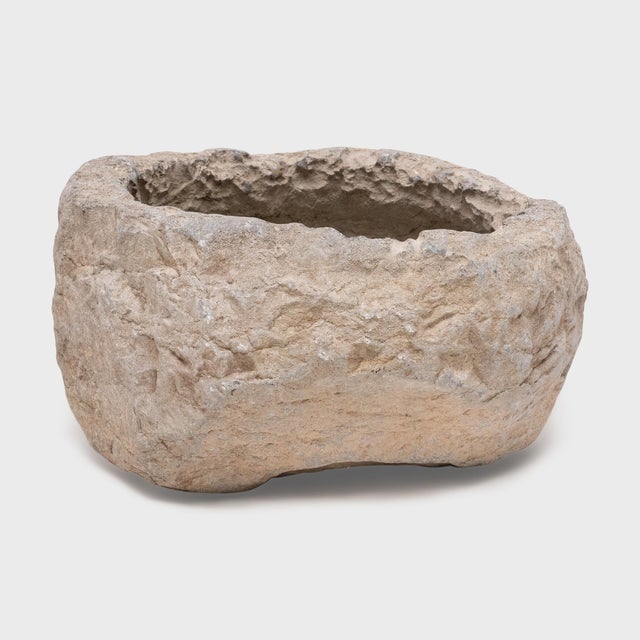 Contemporary Antique Chinese Raw Stone Basin, 19th Century For Sale - Image 3 of 4