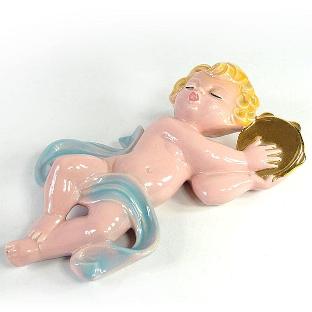 Glazed Ceramic Angel Wall Figurine from Jema, 1970s For Sale - Image 3 of 8