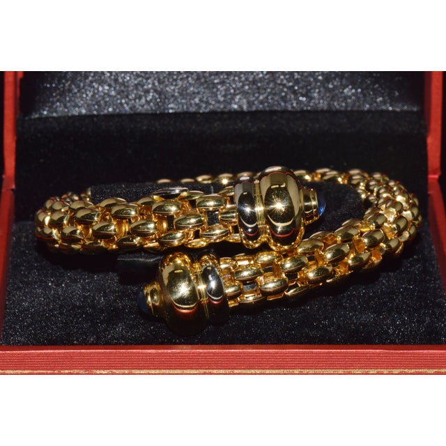 Late 20th Century Rare Fope Flex’it Blue Sapphire Woven Wrap Bangle Bracelet in 18k Yellow & White Gold For Sale - Image 12 of 17