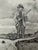 Original graphite pencil drawing by American artist and illustrator Theodore E. Schrock (1879–1952), depicting a standing...