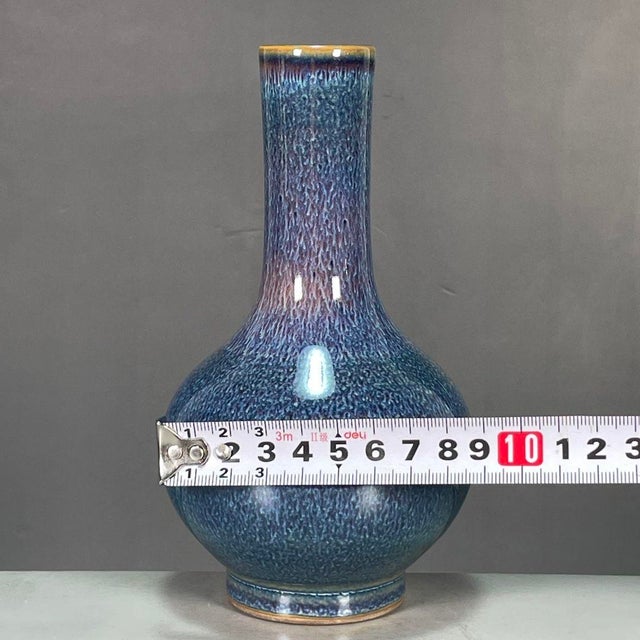 Late 20th Century Chinese Jun Ware Style Flambe Glaze Porcelain Bottle Vase For Sale - Image 5 of 9