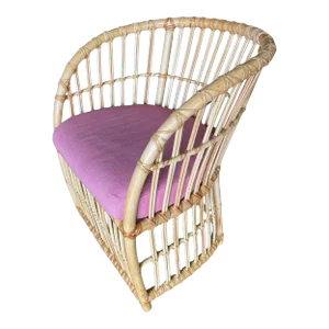 1970s Restored Gabriella Crespi Style Pencil Reed Rattan Armchair