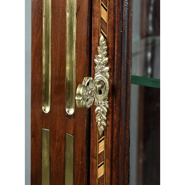 Brown Small Marquetry Display Cabinet For Sale - Image 8 of 18