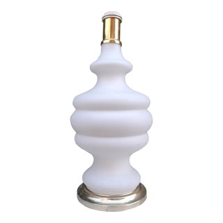 Large 1970s Opaline Glass/Two Bulbs Table Lamp, Germany For Sale