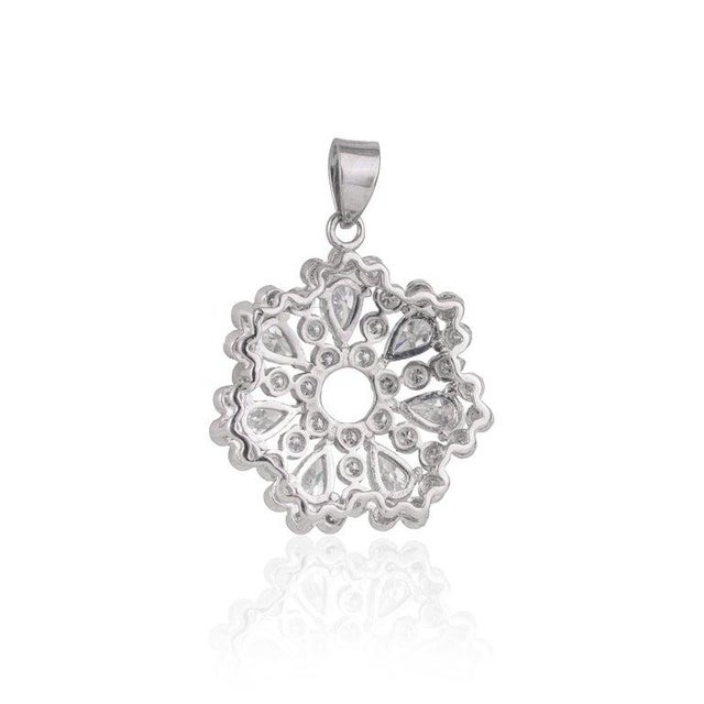 Moissanite Open Center Snowflake Flower Pendant in Solid Silver For Sale - Image 6 of 14