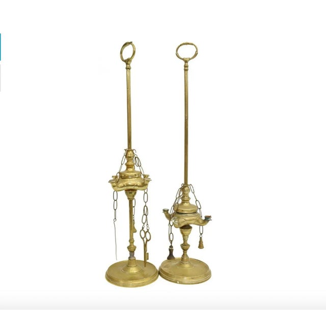 19th Century Italian Brass Lucerna Oil Lamps - a Pair For Sale - Image 11 of 11