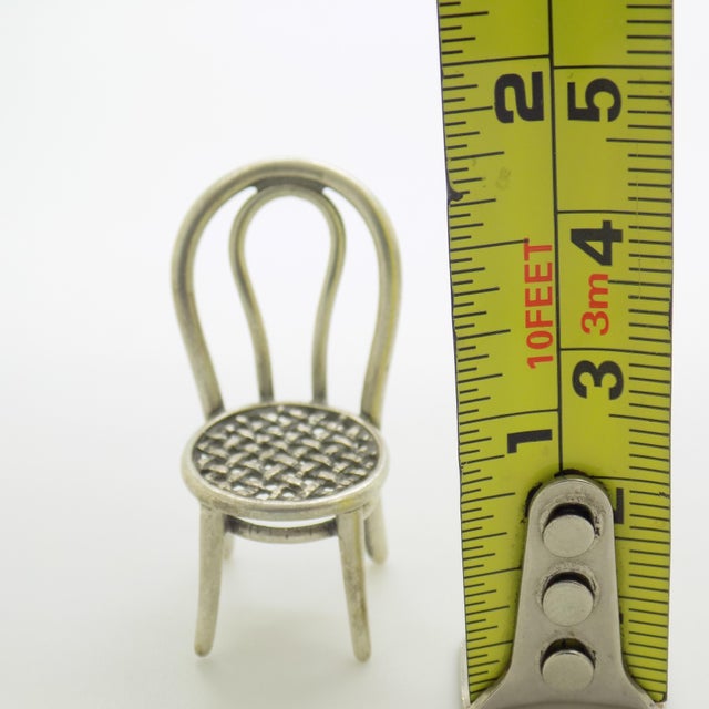 Vintage Italian Handmade Silver 800 Straw Chair Miniature, Arezzo, 1980s For Sale - Image 11 of 12