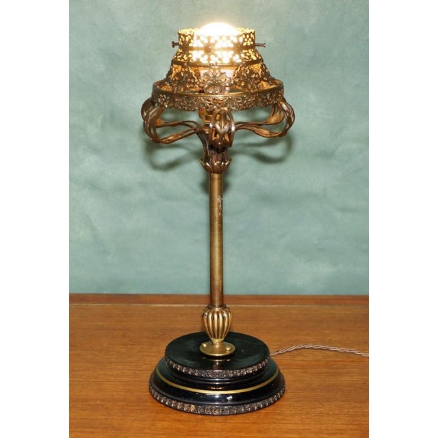 Metal Antique Victorian Oil Lamp in Gilt Brass, 1880 For Sale - Image 7 of 10