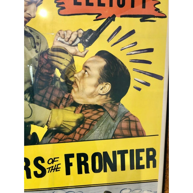 Wood Vintage 1940s Hollywood Western Press Poster in Burl Frame For Sale - Image 7 of 11