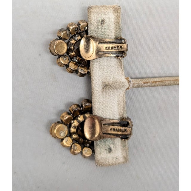 Vintage 1960s Signed Kramer of Ny Faux-Topaz & Orange Aurora Borealis Clip Earrings-2 Pieces For Sale In Philadelphia - Image 6 of 9