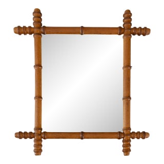 Antique French Faux Bamboo Carved Mirror For Sale