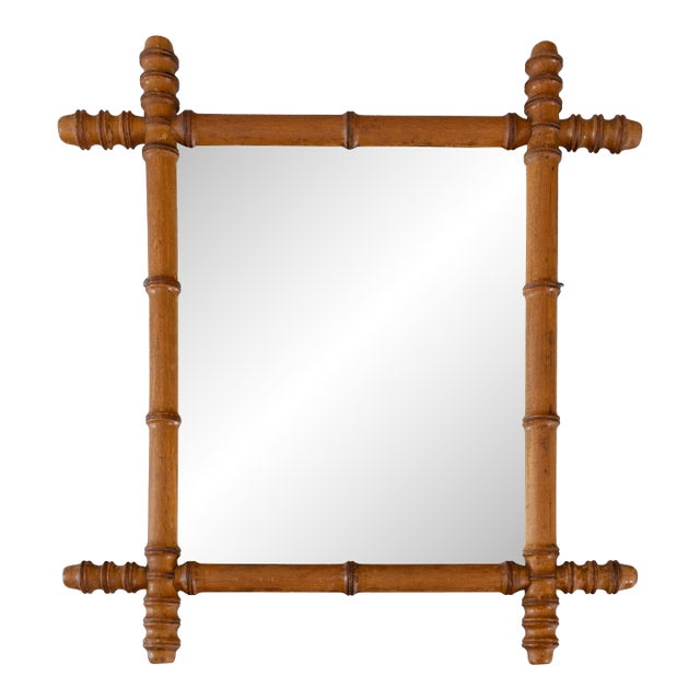 Antique French Faux Bamboo Carved Mirror For Sale