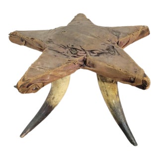 American Folk Art Star Pincushion on Mounted Cattle Horn Base, Early 20th Century For Sale