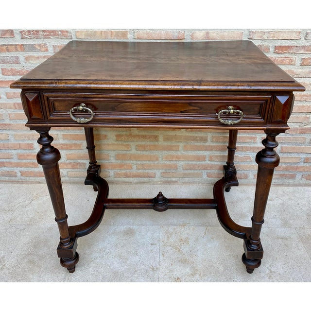 Louis XVI French Walnut Side Table with drawer, 1920s For Sale - Image 16 of 18