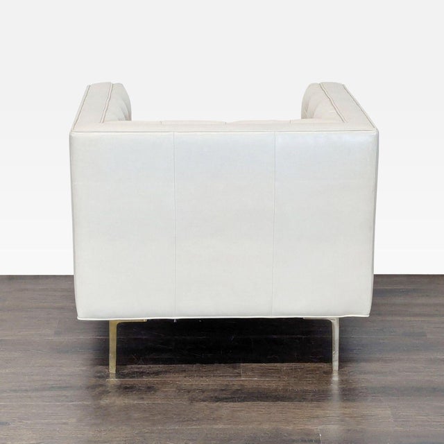 2010s Elite Leather Mila Chair – Grotto Ivory Leather, Tufted Modern Accent Chair For Sale - Image 5 of 9