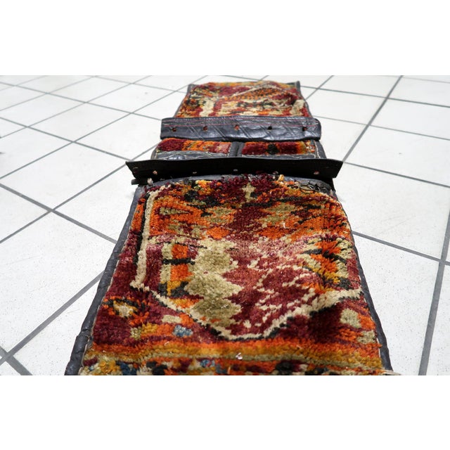 Handmade Antique Collectible Persian Kurdish Saddle Bag Rug, 1920s - 18K07, Antique Kurdish Saddle Bag, Tribal Weaving,...