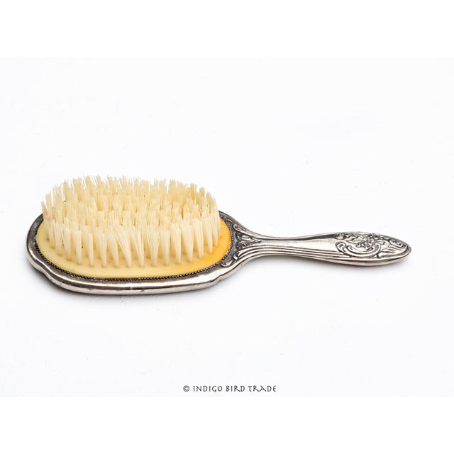 Vintage Silver Plated Repousse Hand Mirror Brush and Comb - Set of 3 For Sale In Greenville, SC - Image 6 of 8