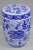 Vintage Chinoiserie Blue White Porcelain Decorated Garden Seat Stool. Circa Late 20th Century. Measurements: 17.5" H x...