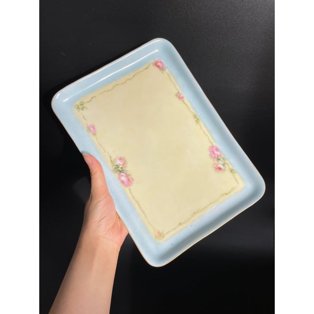 1900s Antique Royal Bayreuth Bavarian Hand Painted Roses Dresser Vanity Tray For Sale - Image 10 of 11