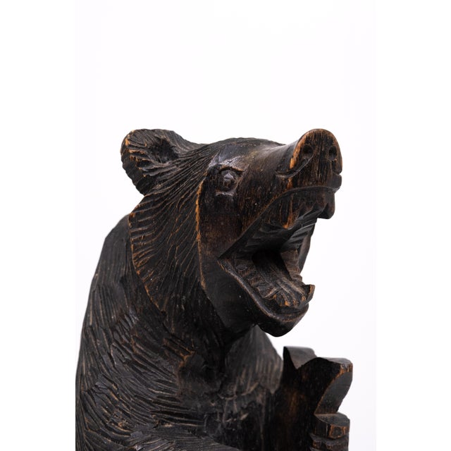 Vintage Japanese Wood Carving of Ainu Bear Holding Fish, Japan, 1950 For Sale - Image 9 of 11