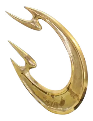 Vintage Mid-Century Modern Abstract Brass Sculpture and White Marble Flying Fire