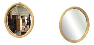 Victorian Oval Gilt Mirrors, 1880, Set of 2
