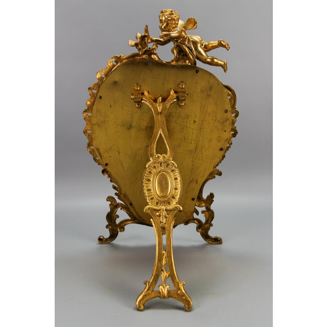 Rococo French Gilt Bronze Desktop Mirror with Cherub and Bird, 1890s For Sale - Image 6 of 18