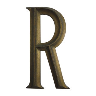 Antique English Brass Pub Sign Letter R For Sale