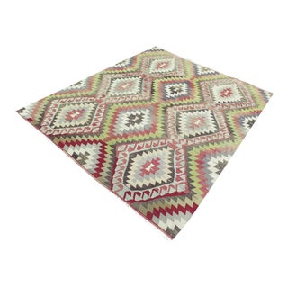 Modern Kilim Boho Kilim Turkish Kilim Handmade Area Rug - 81"x98" For Sale