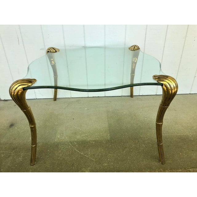 P. E. Guerin style brass and glass table. Made in the late 20th century.