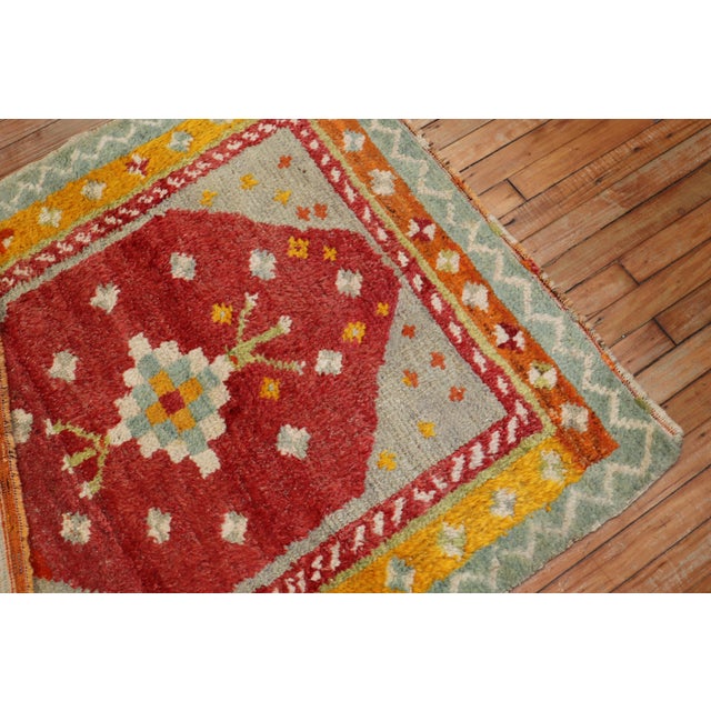 Early 20th Century Vivacious Turkish Tulu Square Scatter Size Rug - 3'6" x 3'10" For Sale - Image 4 of 6