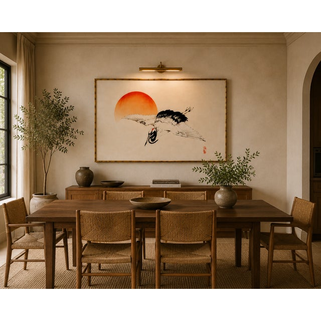 Red Flying Crane by Kōno Bairei, Vintage Japanese Art Print Reproduction, 36" X 24" For Sale - Image 8 of 11