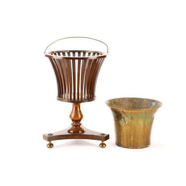 Early 20th Century William IV Slatted Mahogany and Brass Wine Cooler, Can Be a Great Pedestal Plant Holder, Decorative, Room Accessory For Sale - Image 5 of 7