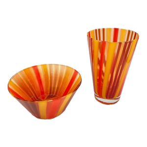 Vintage Kosta Boda Swedish Art Glass Bowl & Vase Set